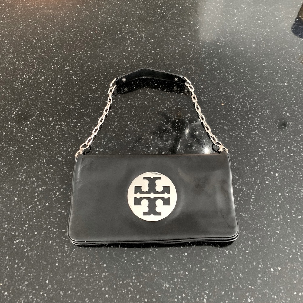 Tory Burch Black Leather Reva Clutch